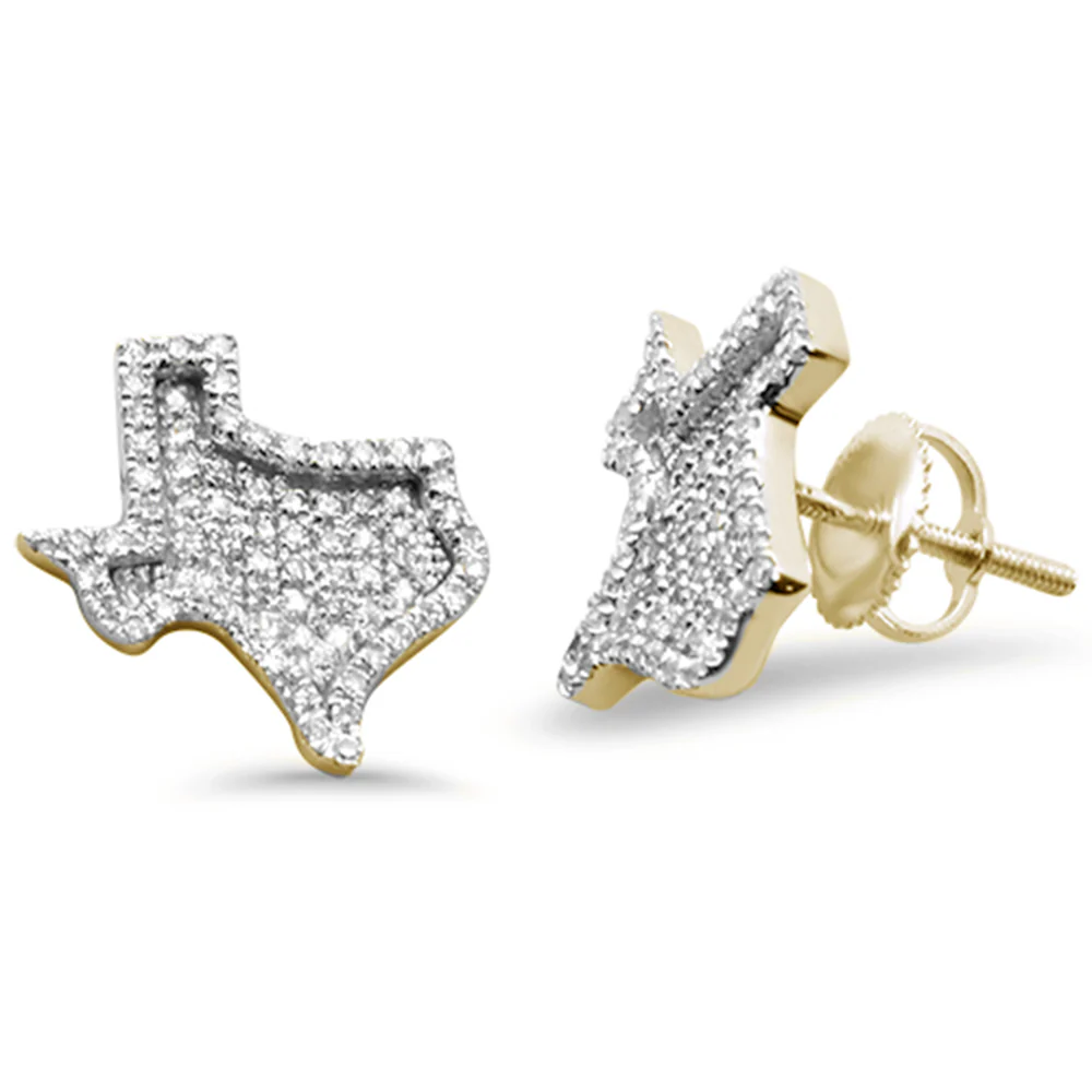 <span>DIAMOND CLOSEOUT! </span>.32ct G SI 10K Yellow Gold "Texas" Shape Diamond Micro Pave Stud Earrings