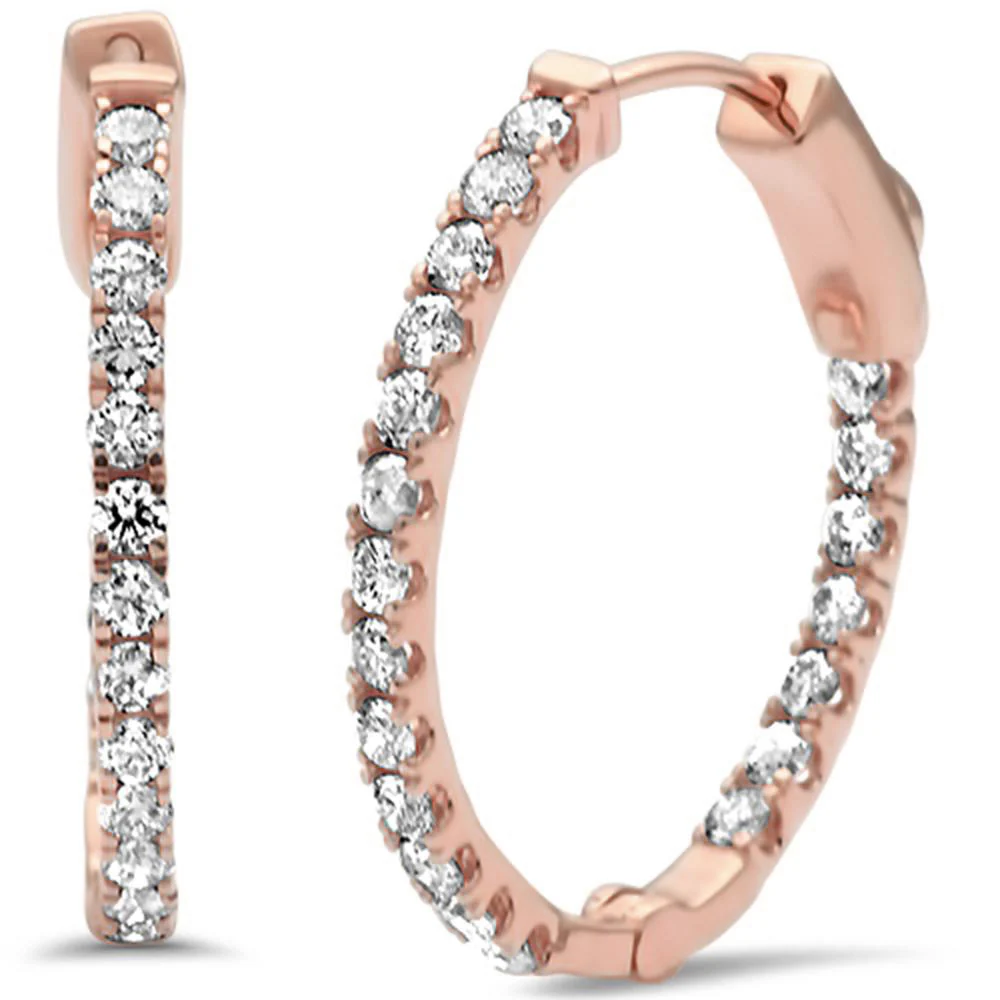 <span>DIAMOND CLOSEOUT! </span>1.06ct G SI 14K Rose Gold Diamond Hoop Earrings
