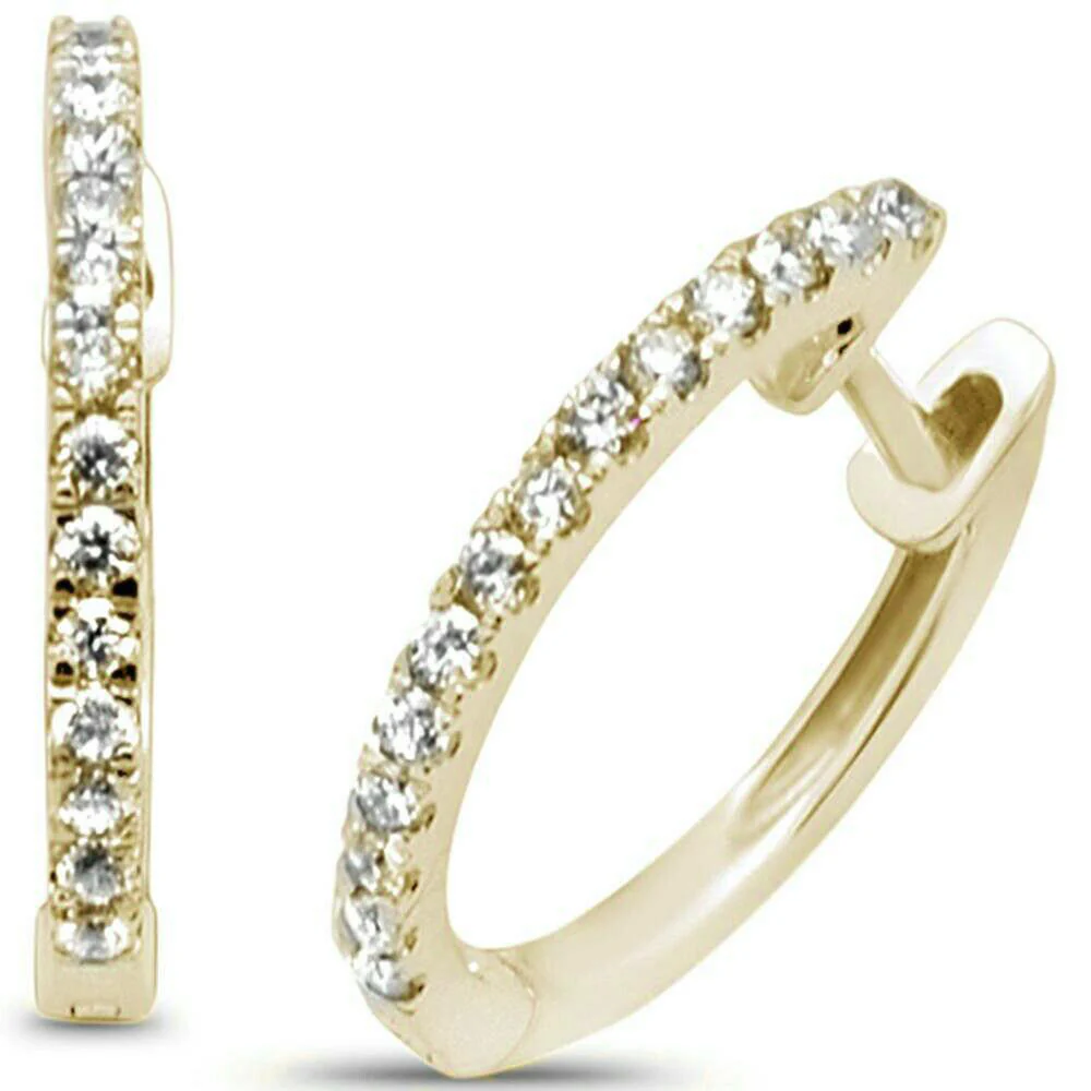 <span>DIAMOND CLOSEOUT! </span>.21ct G SI 10K Yellow Gold Diamond Hoop Huggie Earrings