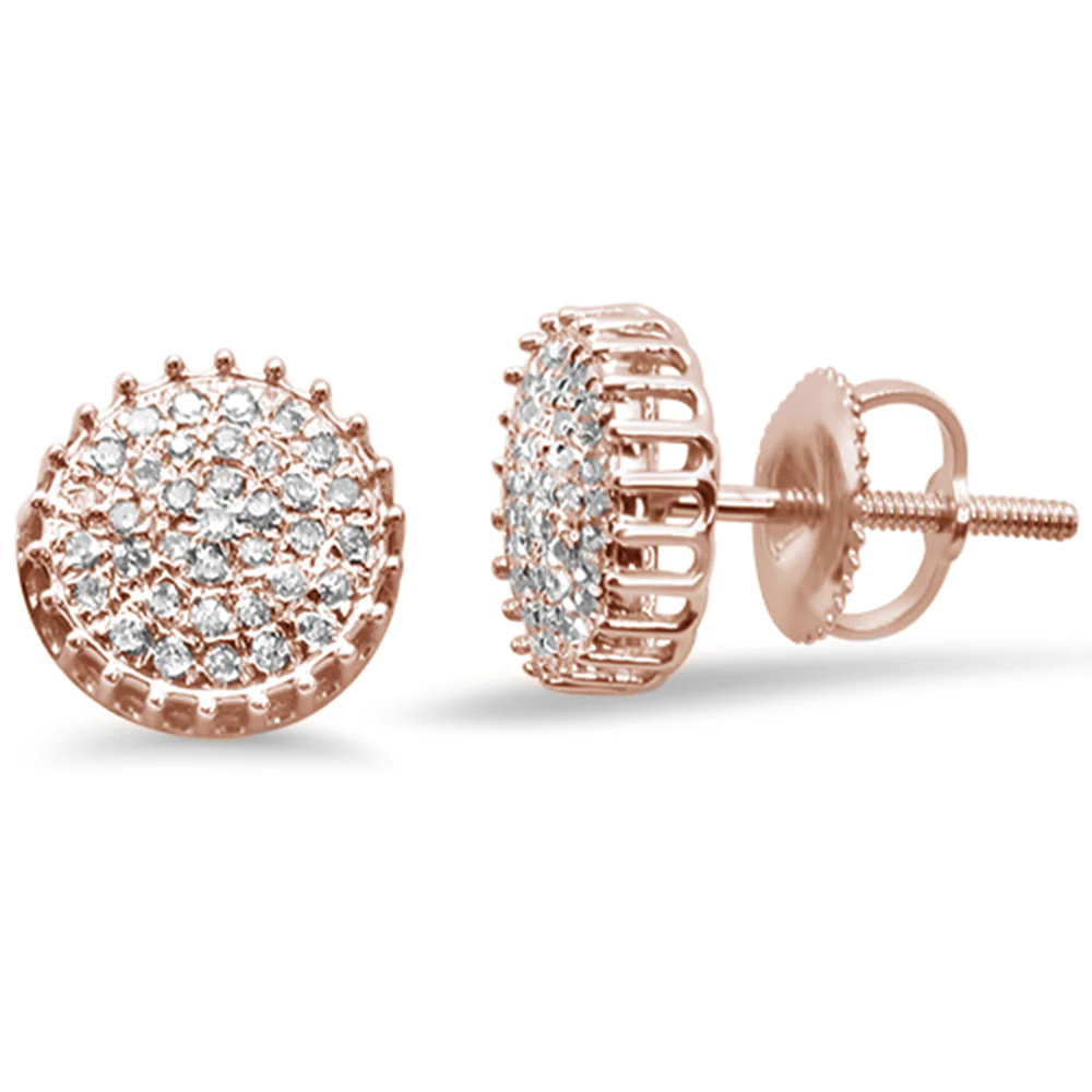 <span>DIAMOND CLOSEOUT! </span>.16CT G SI 10K Rose Gold Diamond Micro Pave Stud Earrings
