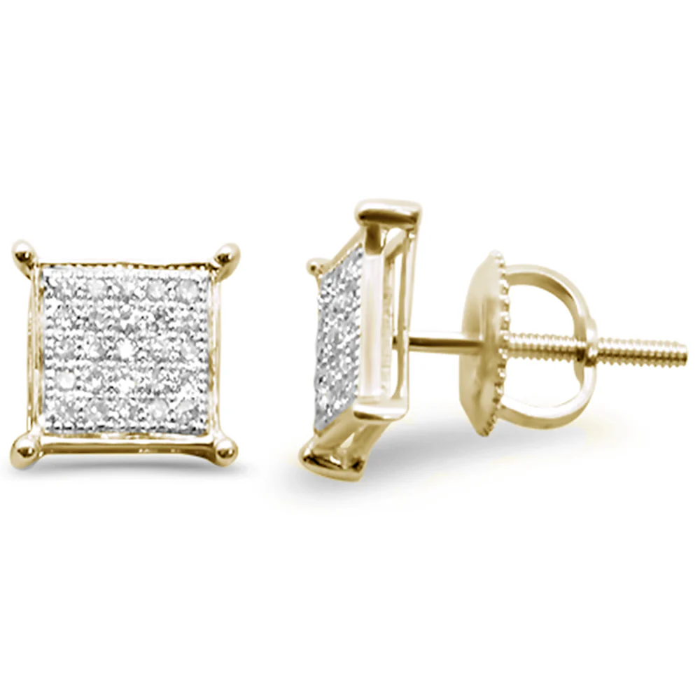 <span>DIAMOND CLOSEOUT! </span>.15ct G SI 10K Yellow Gold Diamond Square Micro Pave Earrings