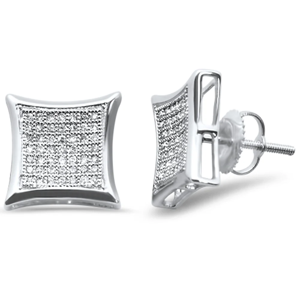 <span>DIAMOND CLOSEOUT! </span>.29ct G SI 10K White Gold Diamond Square Micro Pave Earrings
