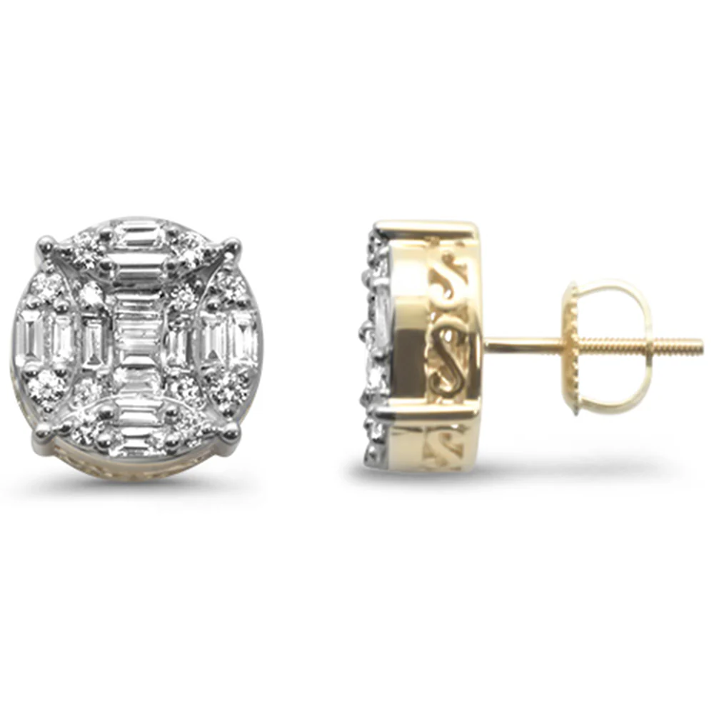 <span>DIAMOND CLOSEOUT! </span> .98ct G SI 10K Yellow Gold Diamond Hip Hop Micro Pave Stud Earrings