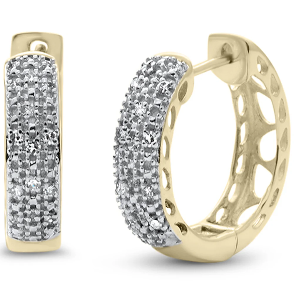 <span>DIAMOND CLOSEOUT! </span>.09ct G SI 10K Yellow Gold Diamond Hoop Huggie Earrings