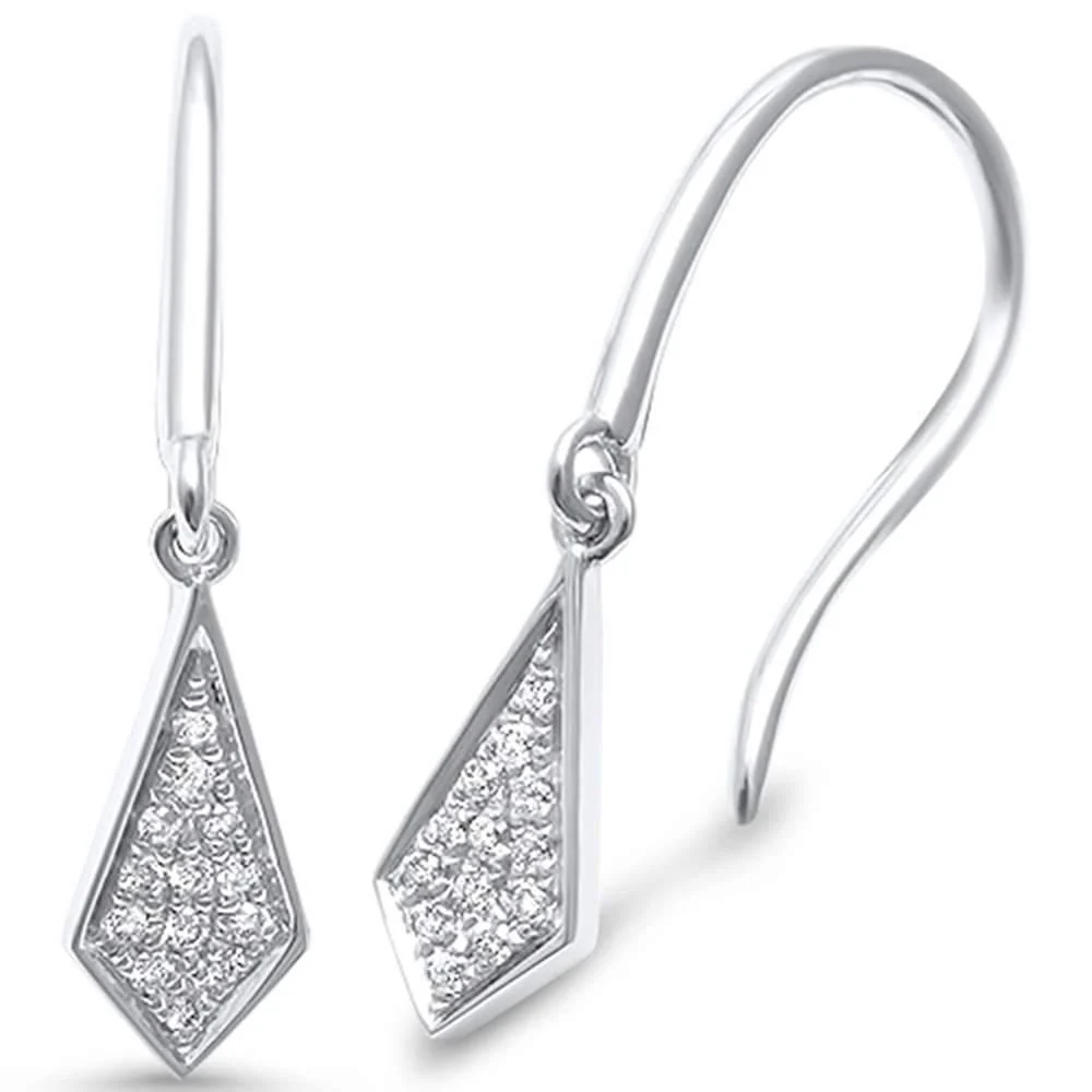 <span>DIAMOND CLOSEOUT! </span>.09ct G SI 14K White Gold Diamond Drop Dangle Earrings