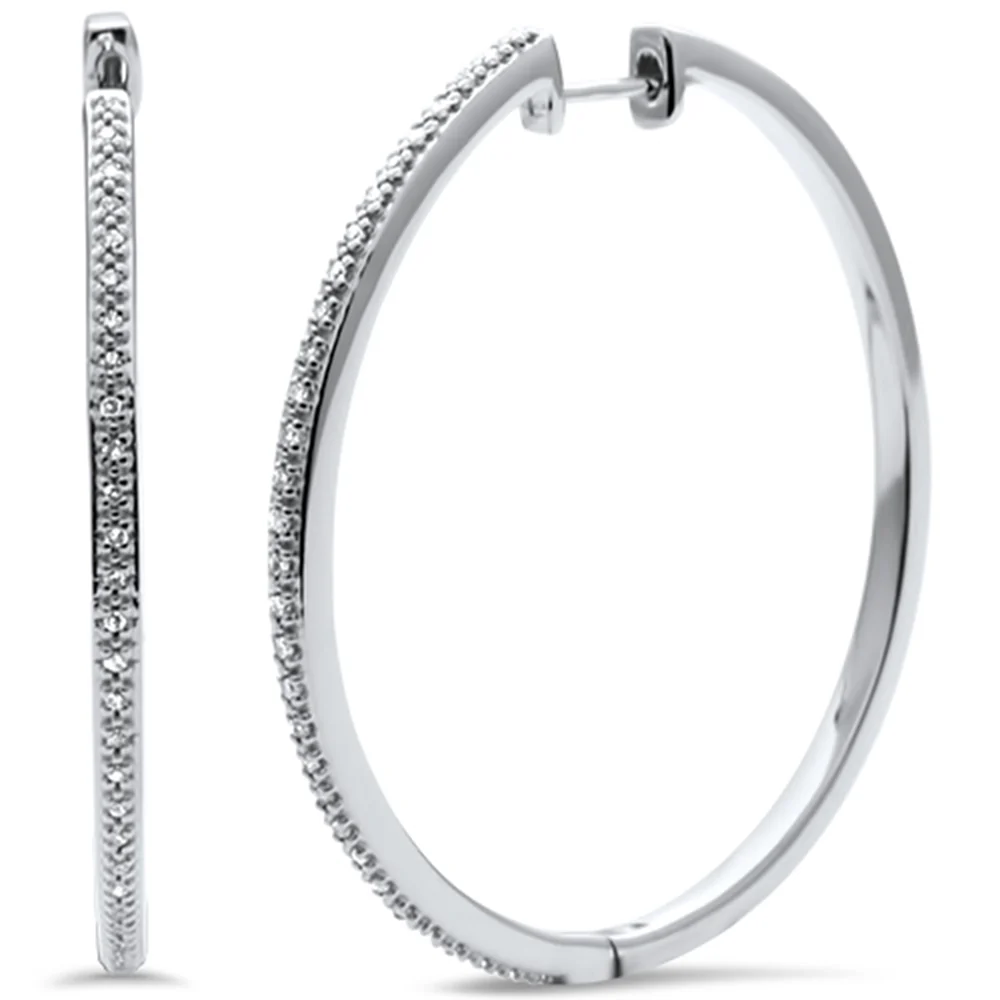 <span>DIAMOND CLOSEOUT! </span> .18ct G SI 14K White Gold Diamond Hoop Earrings