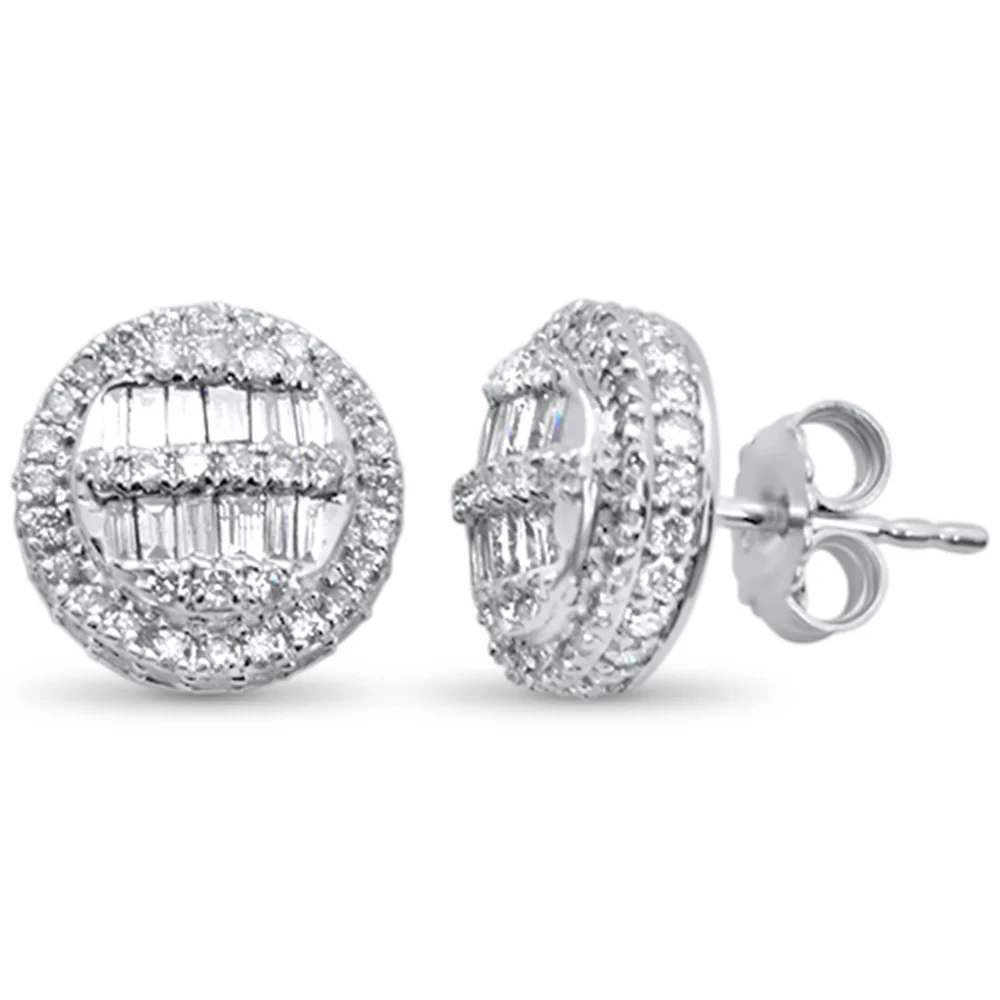 <span>DIAMOND CLOSEOUT! </span>1.01ct G SI 10K White Gold Baguette & Round Diamond Earrings