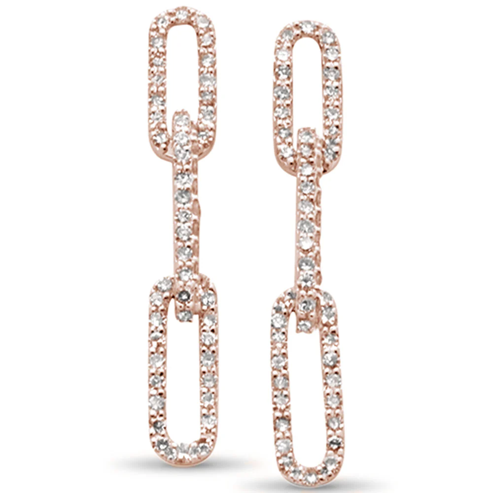 <span>DIAMOND CLOSEOUT! </span>.51ct G SI 14K Rose Gold Diamond Paper Clip Style Dangling Earrings