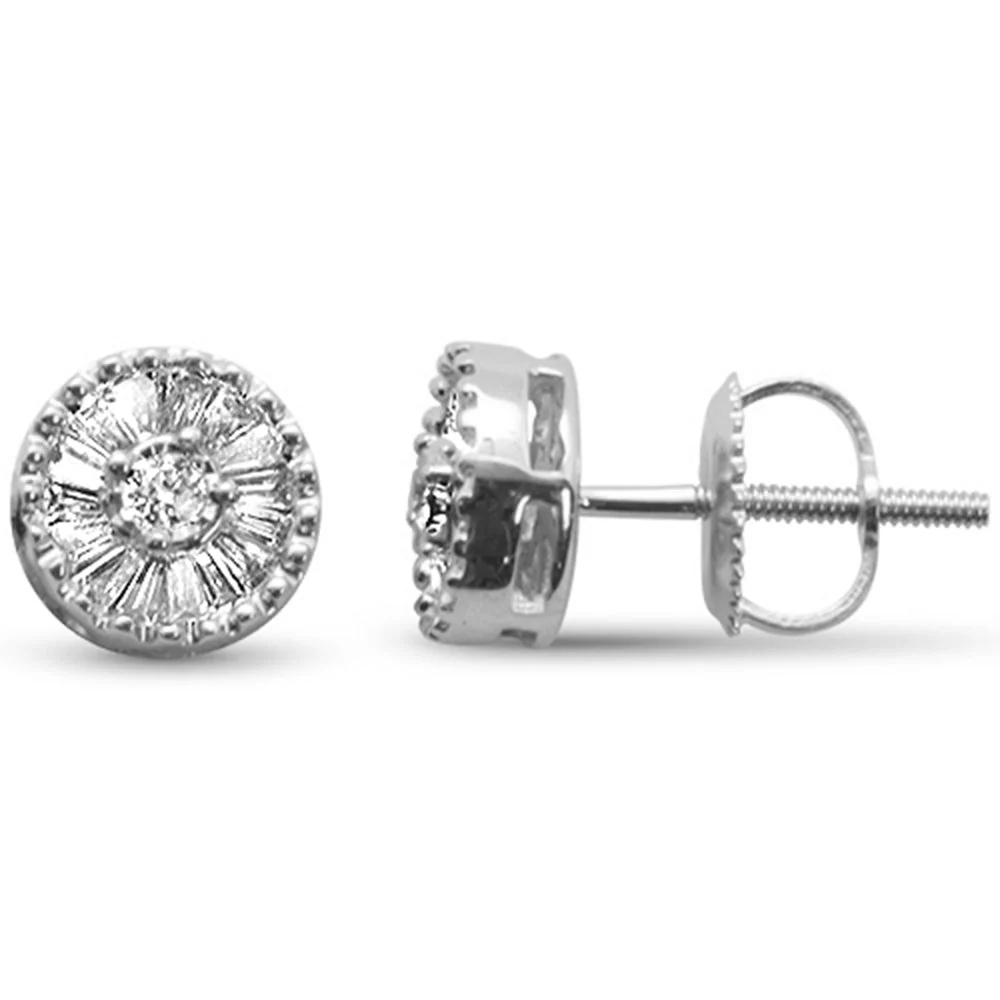<span>DIAMOND CLOSEOUT! </span>.25ct G SI 14K White Gold Diamond Round & Baguette Micro Pave Earrings