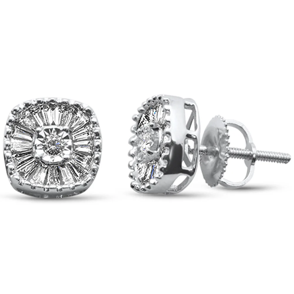 <span style="color:purple">SPECIAL!</span> .51ct G SI 10K White Gold Diamond Round & Baguette Earrings