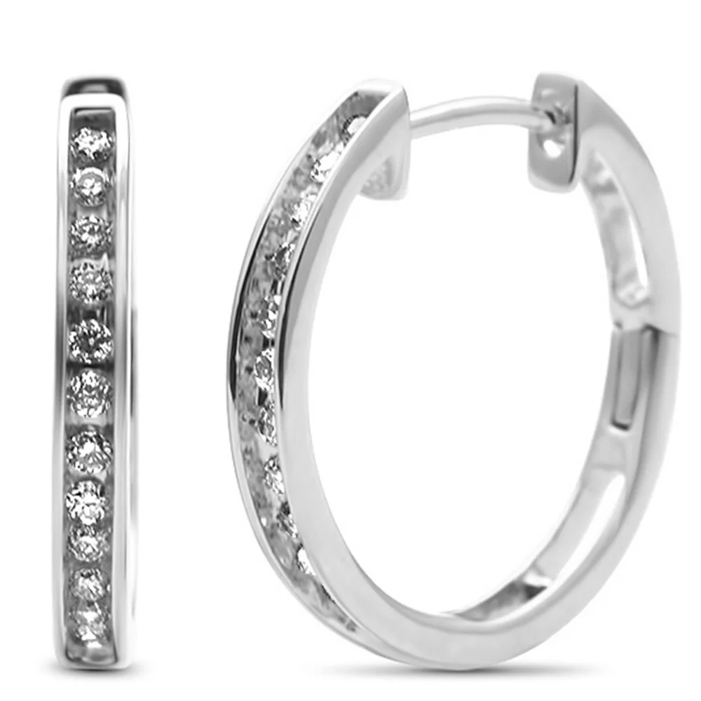 <span>DIAMOND CLOSEOUT! </span>.26ct G SI 10K White Gold Diamond Diamond Hoop Earrings