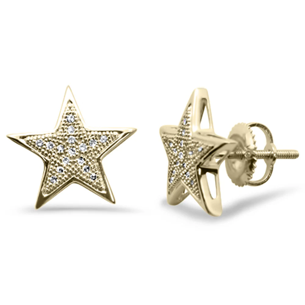 <span>DIAMOND CLOSEOUT! </span>.12ct G SI 10K Yellow Gold Diamond Star Shaped Fashion Earrings