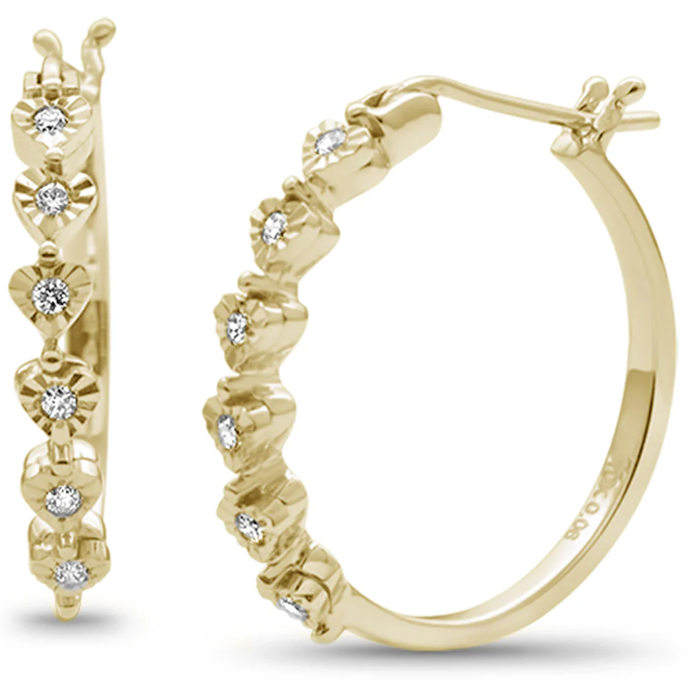 <span>DIAMOND CLOSEOUT! </span>.10ct G SI 10KT Yellow Gold Diamond Heart Shaped Hoop Earrings