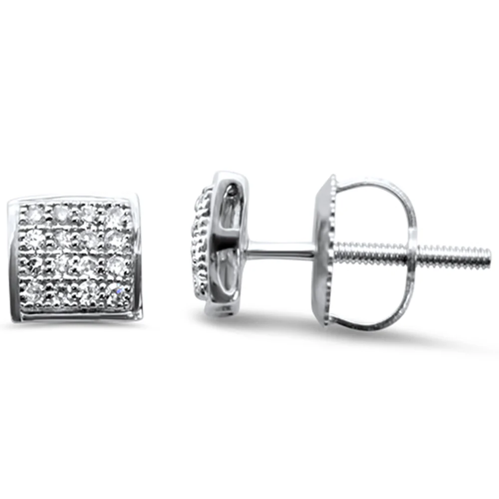 <span>DIAMOND CLOSEOUT! </span>.12ct G SI 10K White Gold Diamond Square Shaped Earrings