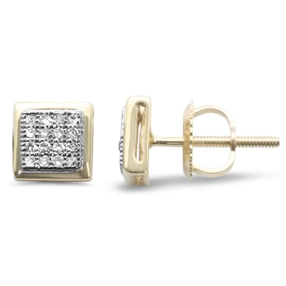 <span>DIAMOND CLOSEOUT! </span>.11ct G SI 10K Yellow Gold Diamond Square Shaped Earrings