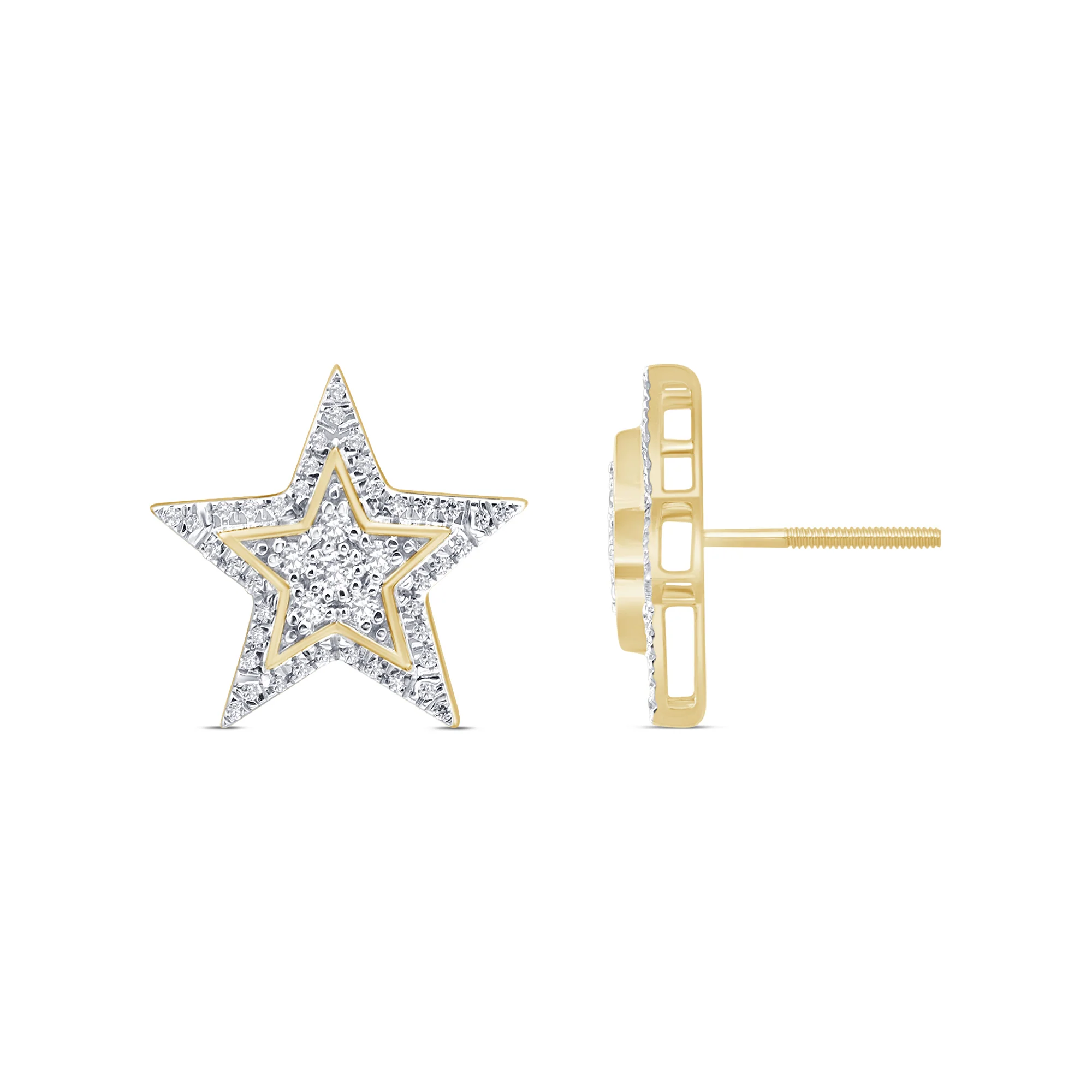 <span>DIAMOND CLOSEOUT! </span>.42ct G SI 10K Yellow Gold Diamond Star Shaped Earrings