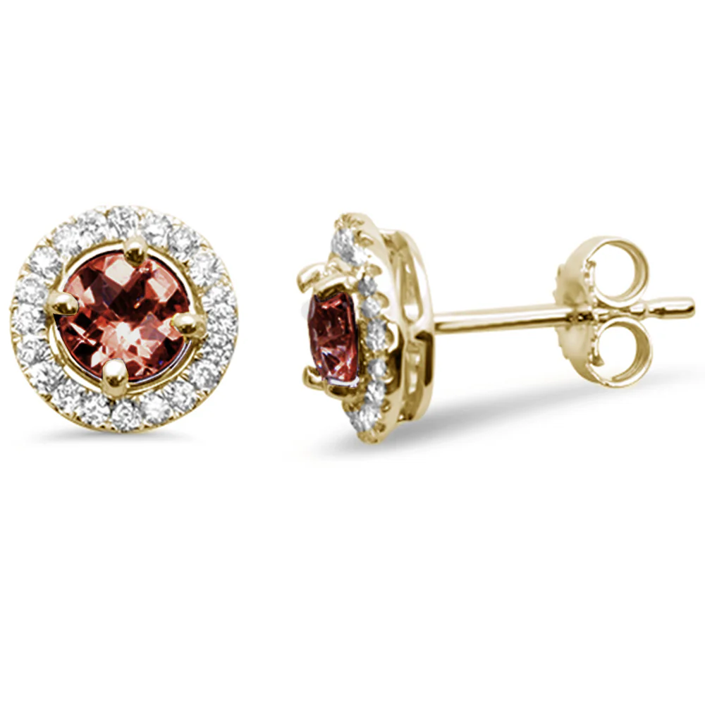<span>DIAMOND CLOSEOUT! </span>1.63ct G SI 10KT Yellow Gold Garnet Gemstone & Diamond Earrings