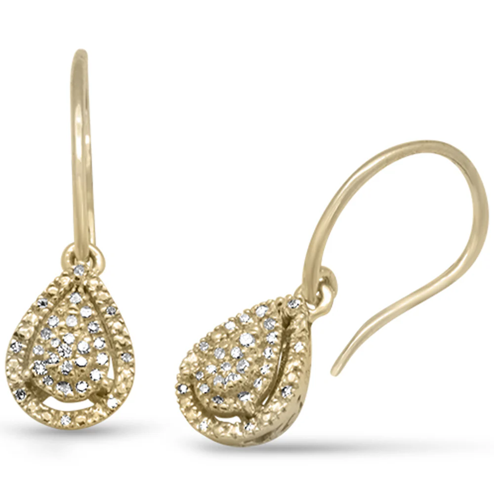 <span>DIAMOND CLOSEOUT! </span>.13ct G SI 10KT Yellow Gold Diamond Dangling Tear Drop Shape Earrings