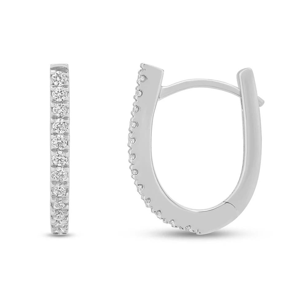 <span>DIAMOND CLOSEOUT! </span>.13ct G SI 10KT White Gold Diamond Hoop Earrings