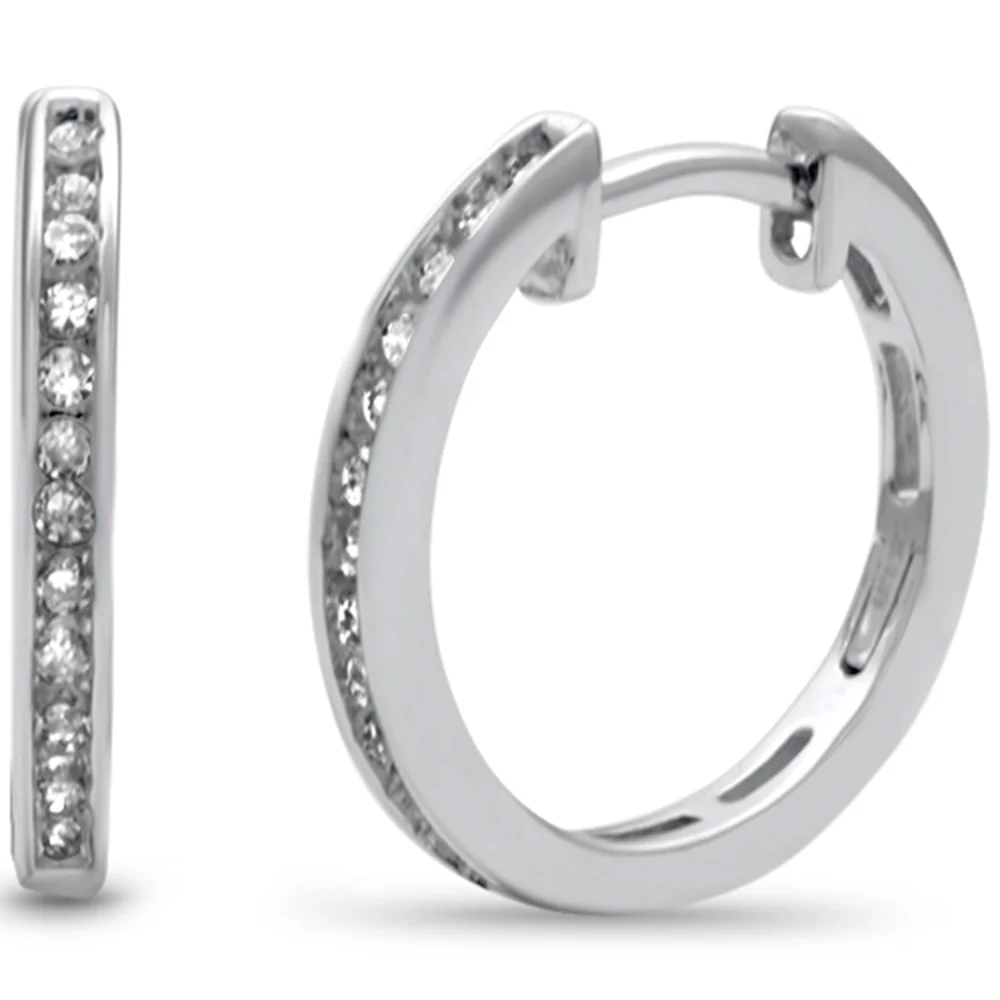 <span>DIAMOND CLOSEOUT! </span>.15ct G SI 10K White Gold Diamond Hoop Earrings