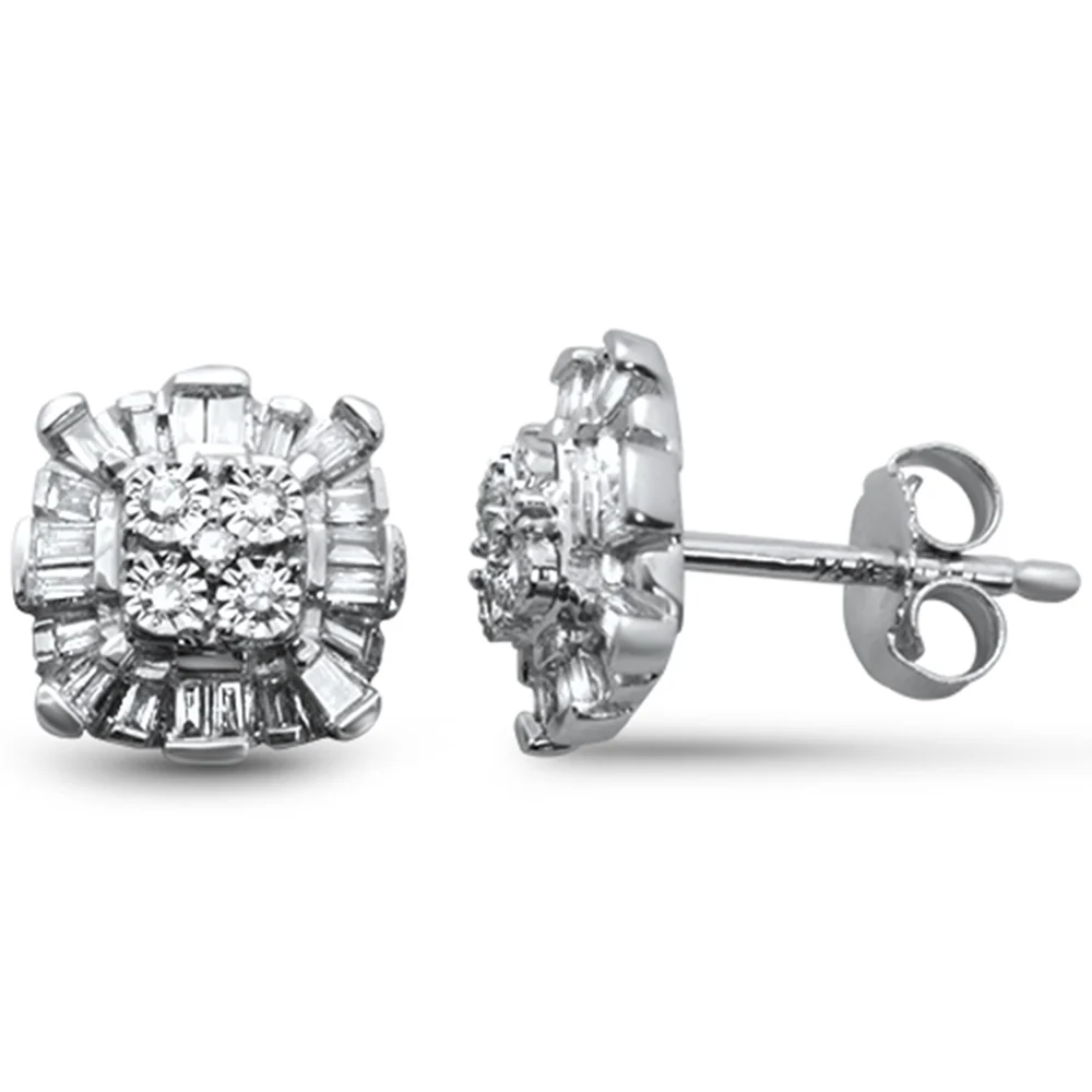 <span>DIAMOND CLOSEOUT! </span>.25ct G SI 14K White Gold Diamond Round & Baguette Earrings