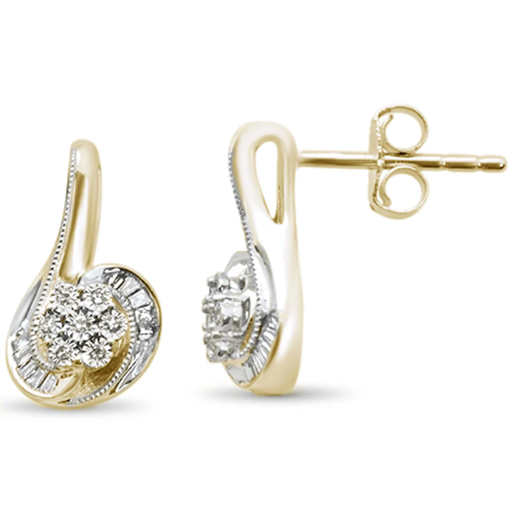 <span>DIAMOND CLOSEOUT! </span>.11ct G SI 14K Yellow Gold Diamond Round & Baguette Drop Earrings