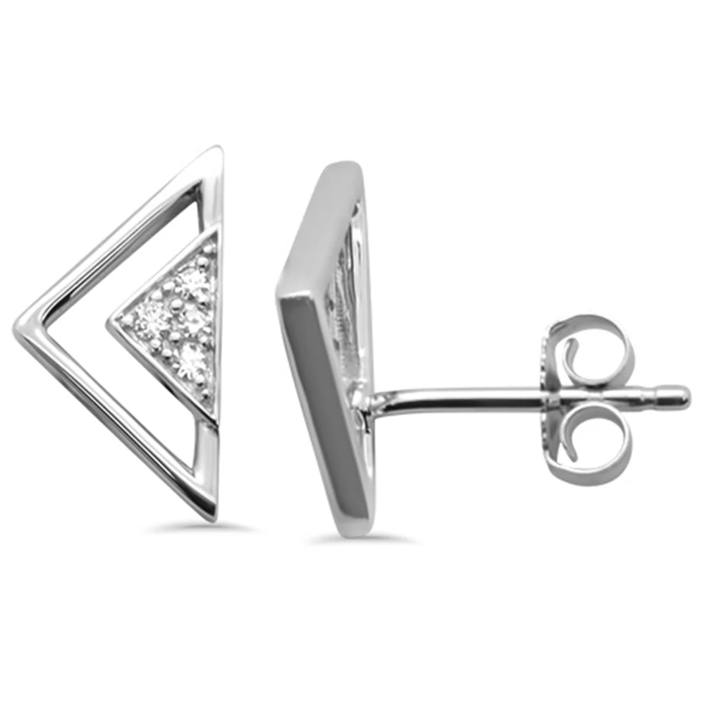 <span>DIAMOND CLOSEOUT! </span>.06ct G SI 14K White Gold Diamond Tringle Shaped Earring