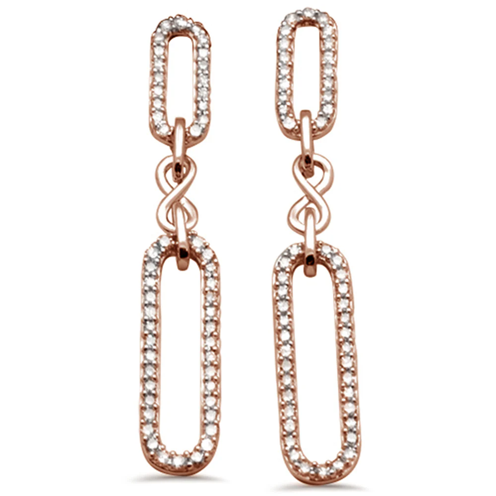 <span>DIAMOND CLOSEOUT! </span> .47ct G SI 14K Rose Gold Diamond Paperclip Infinity Dangling Earrings