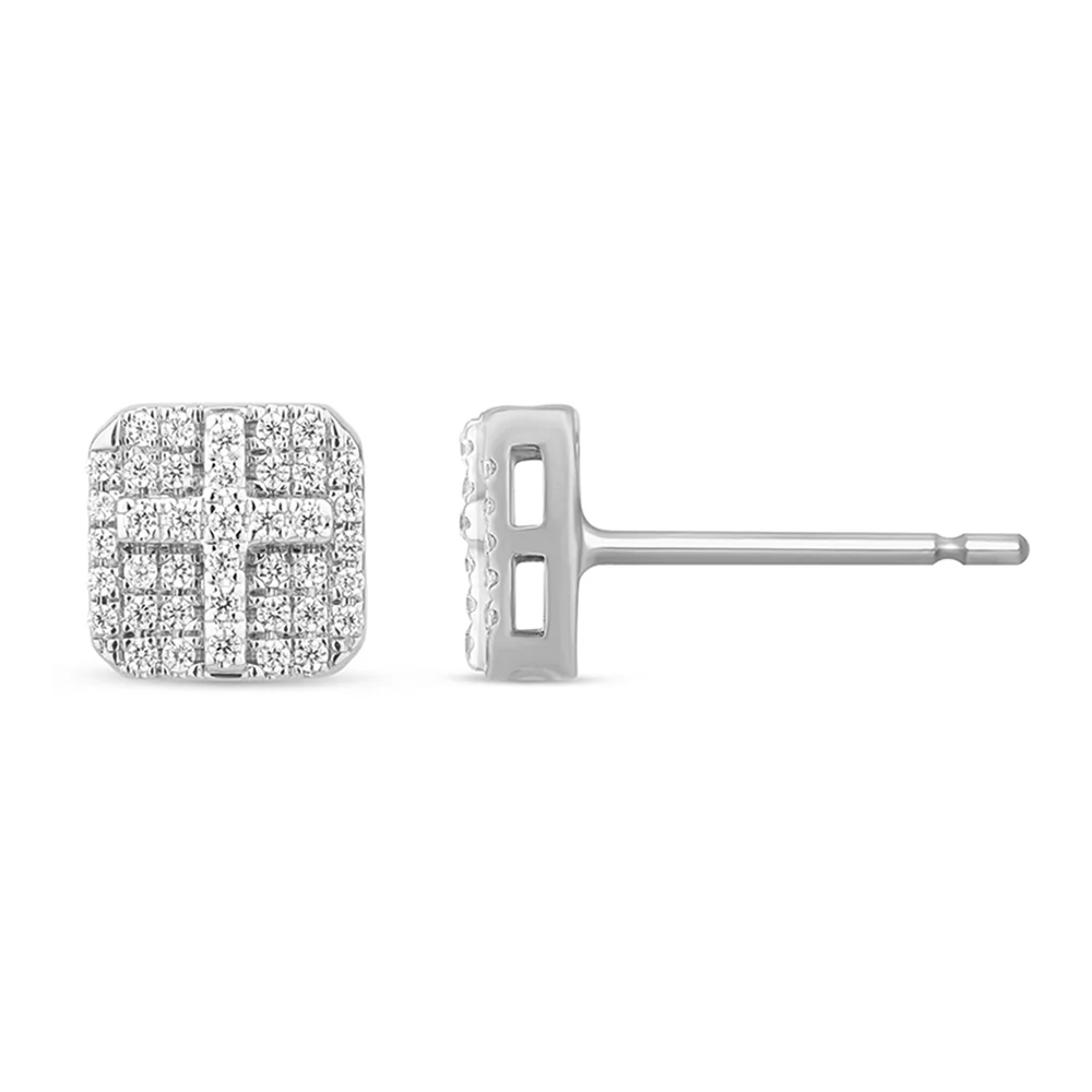 <span>DIAMOND CLOSEOUT! </span>.22ct G SI 14K White Gold Diamond Cross Earrings