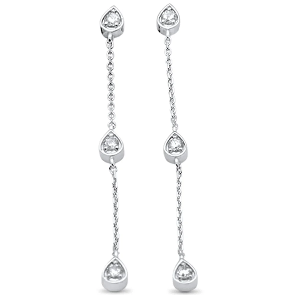 <span>DIAMOND CLOSEOUT! </span>.24ct G SI 14K White Gold Diamond Pear Shaped Drop Dangle Earrings