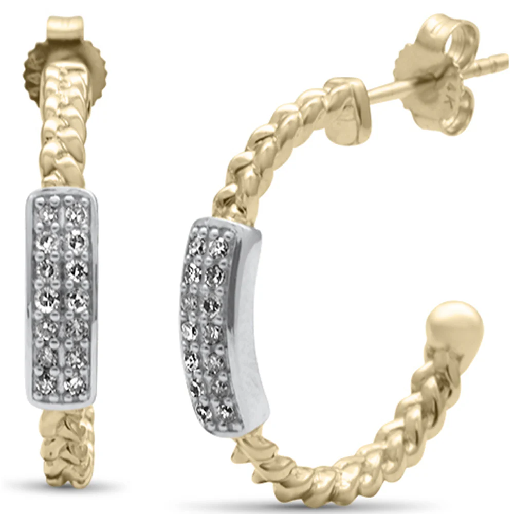 <span>DIAMOND CLOSEOUT! </span>.20ct G SI 14K Two Tone Gold Diamond Braided Hoop Earrings