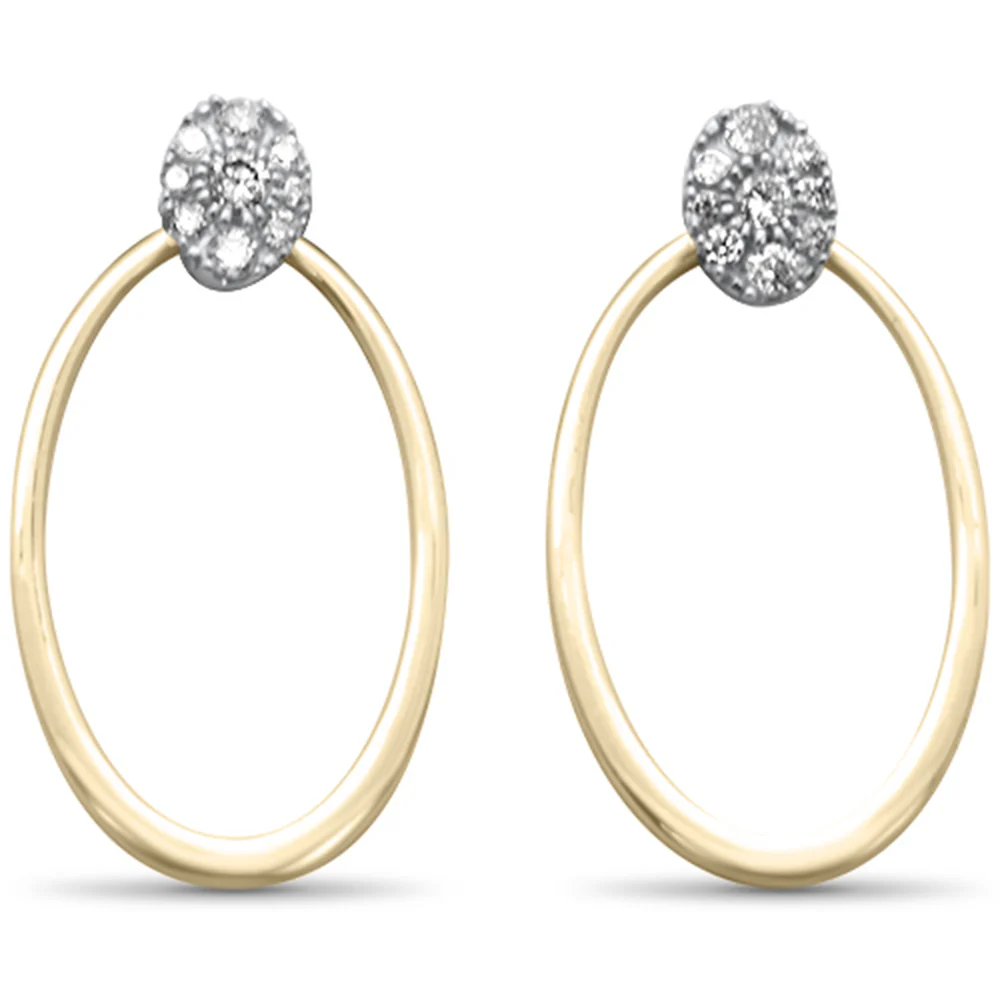 <span>DIAMOND CLOSEOUT! </span>. .20ct G SI 14K Two Tone Gold Diamond Oval Drop Earrings