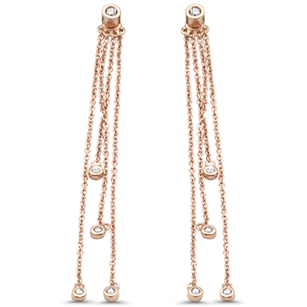 .15ct G SI 14K Rose Gold Diamond Dangling Earrings