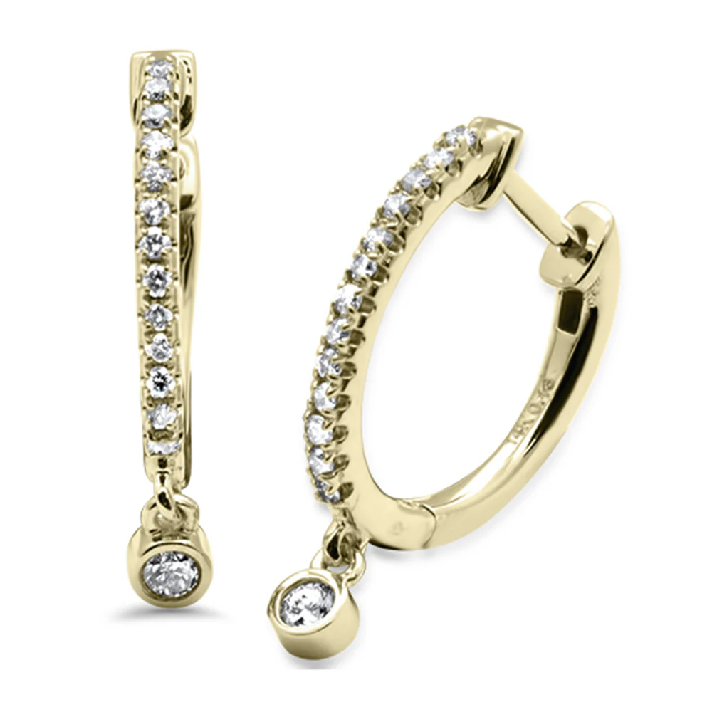 <span style="color:purple">SPECIAL!</span> .26ct G SI 14K Yellow Gold Diamond Hoop Dangling Post & Click Earrings