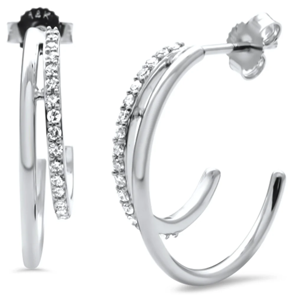 <span style="color:purple">SPECIAL!</span>.25ct G SI 14K White Gold Diamond Open Hoop Earrings