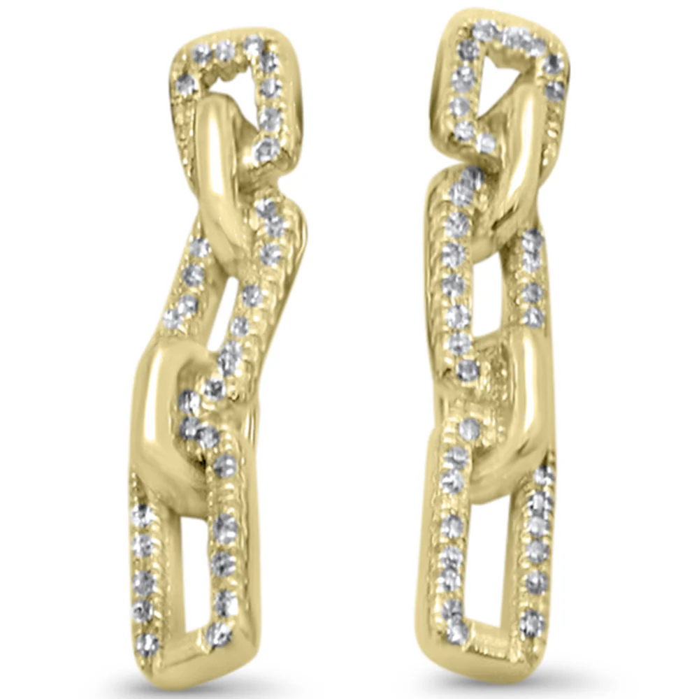 <span style="color:purple">SPECIAL!</span> .13ct G SI 14K Yellow Gold Diamond Square Link Dangling Earrings