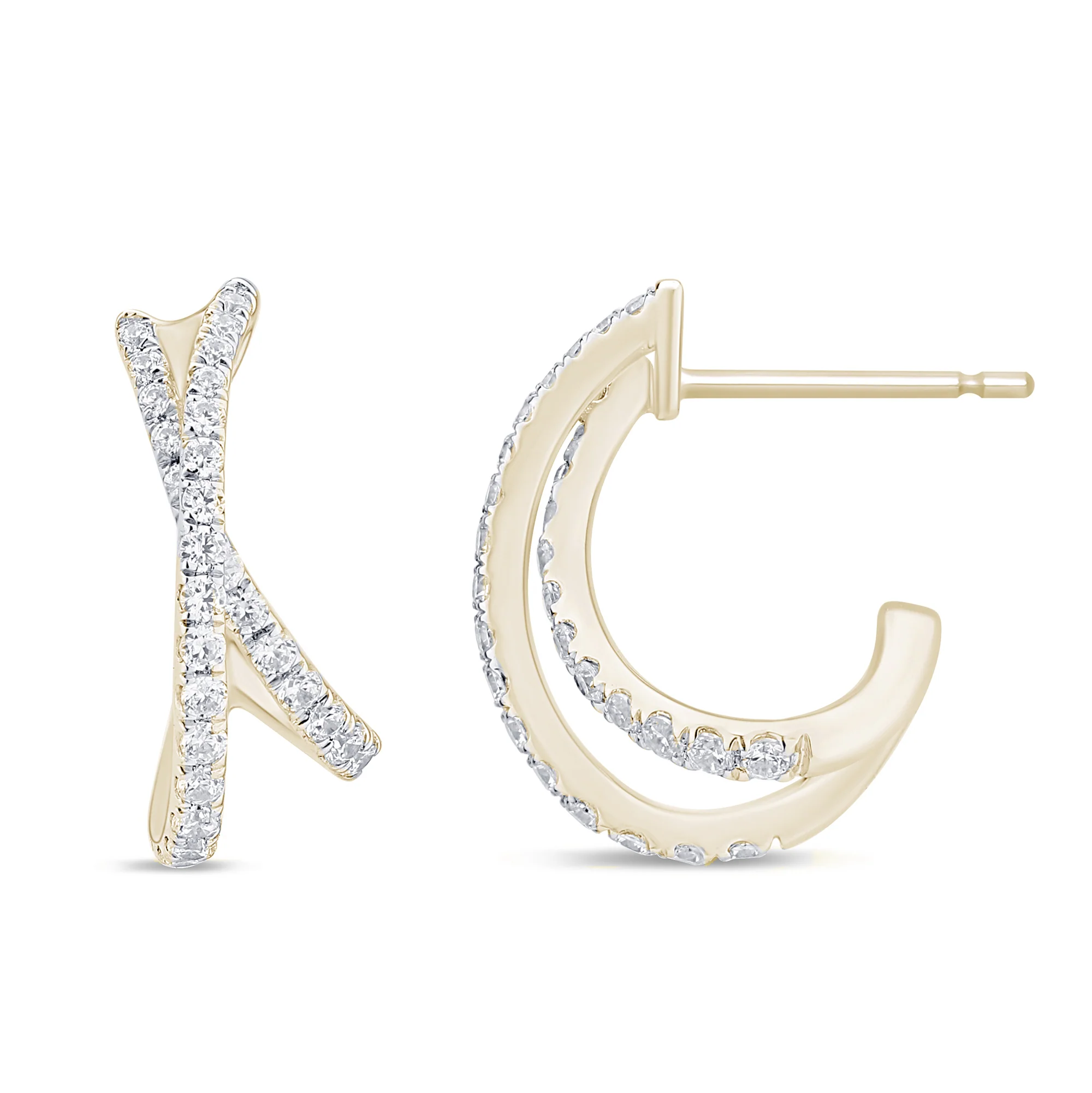 <span style="color:purple">SPECIAL!</span> .42ct G SI 14K Yellow Gold Diamond Twisted Hoop Earrings