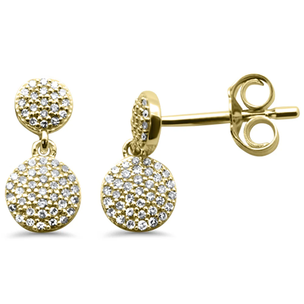 .16ct G SI 14K Yellow Gold Diamond Round Shaped Dangling Earrings