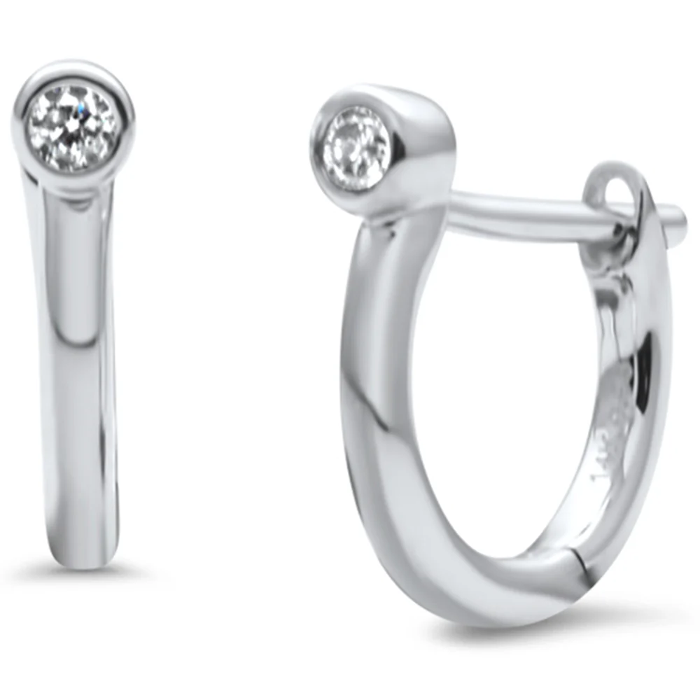 .06ct G SI 14K White Gold Diamond Petite Hoop Earrings