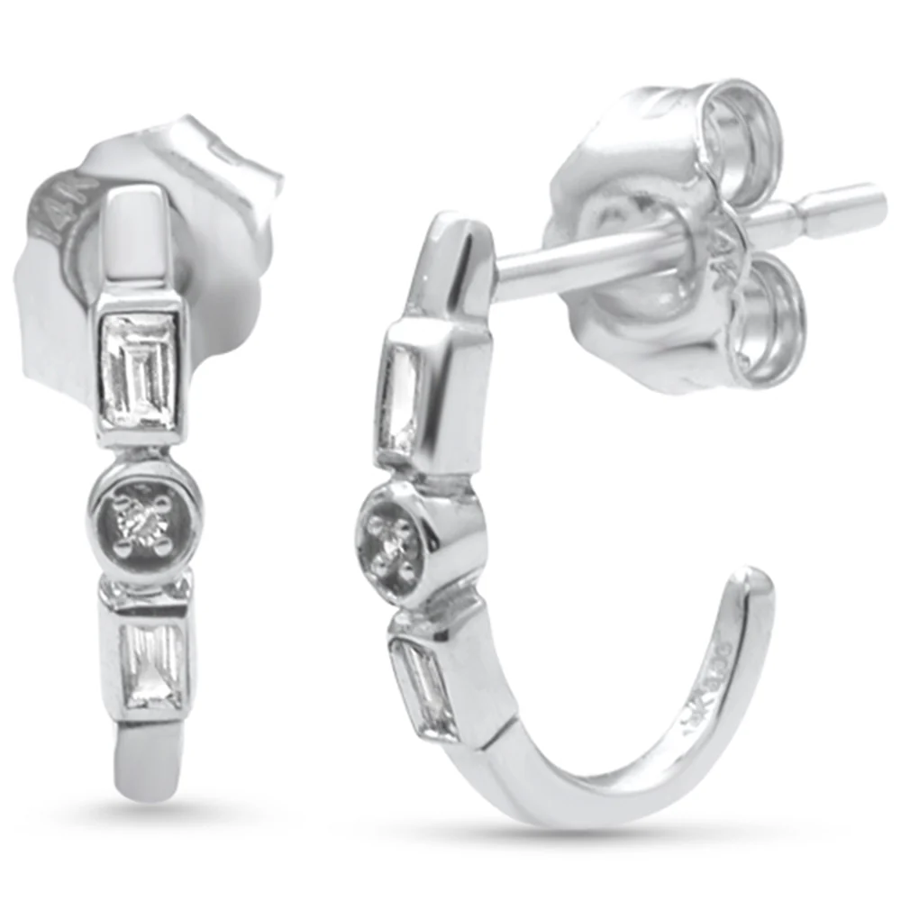 .06ct G SI 14K White Gold Diamond Petite Hoop Earrings
