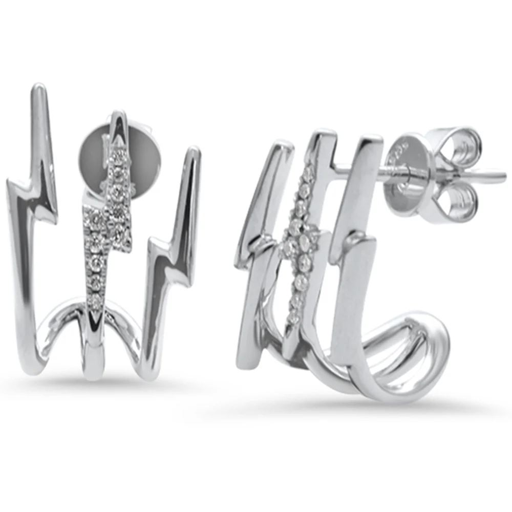<span style="color:purple">SPECIAL!</span> .09ct G SI 14k White Gold Diamond Triple Hoop Earrings Push Backings