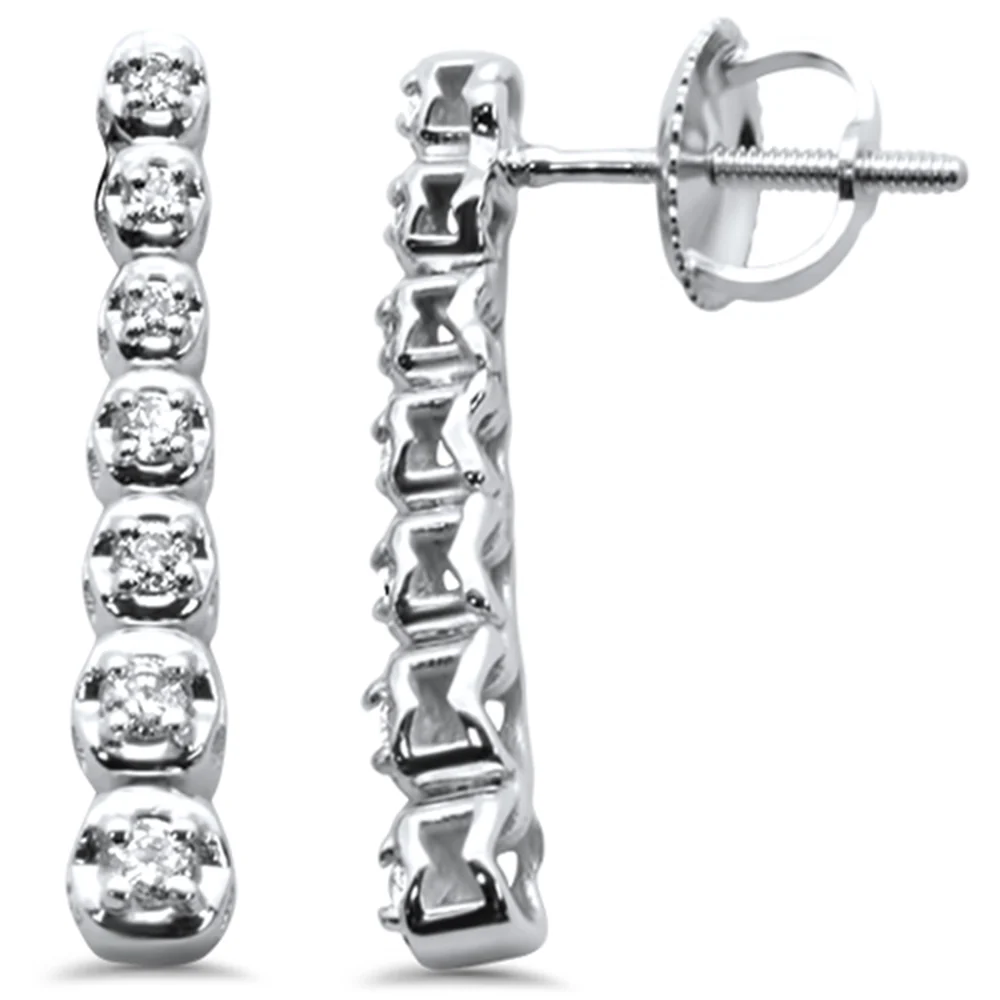 <span style="color:purple">SPECIAL!</span> .21ct G SI 14K White Gold Diamond Graduated Stones Drop Earrings