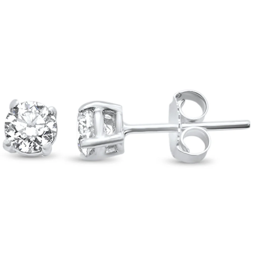 <span style="color:purple">SPECIAL!</span> 1.03ct G SI 14K White Gold Diamond Solitaire Stud Earrings