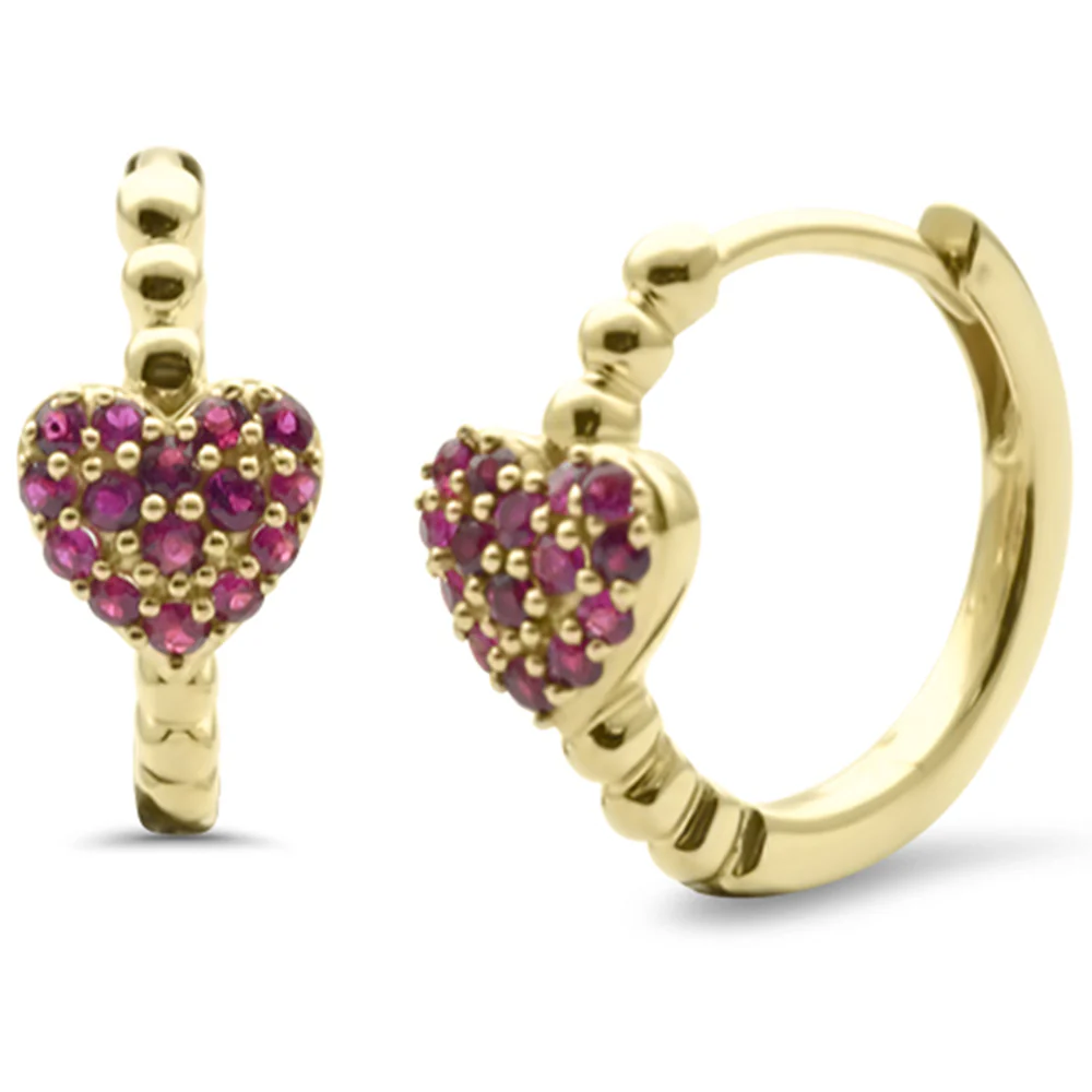 <span style="color:purple">SPECIAL!</span> .29ct G SI 14K Yellow Gold Ruby Gemstones Hoop Earrings