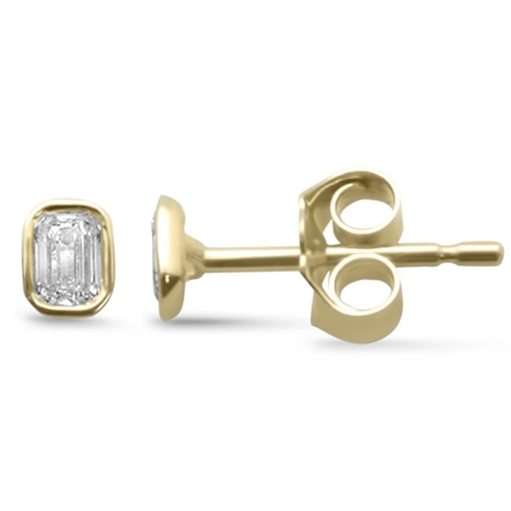 <span style="color:purple">SPECIAL!</span>.22ct G SI 14K Yellow Gold Emerald Shape Diamond Petite Earrings