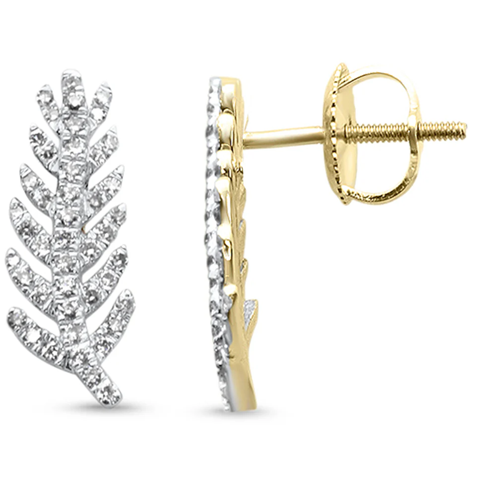<span style="color:purple">SPECIAL!</span> .30ct G SI 14K Yellow Gold Diamond Leaf Style Earrings  Screw Backings