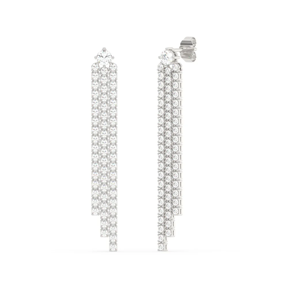 <span style="color:purple">SPECIAL!</span>3.00ct G SI 14K White Gold Diamond 3 Layers Drop Earrings