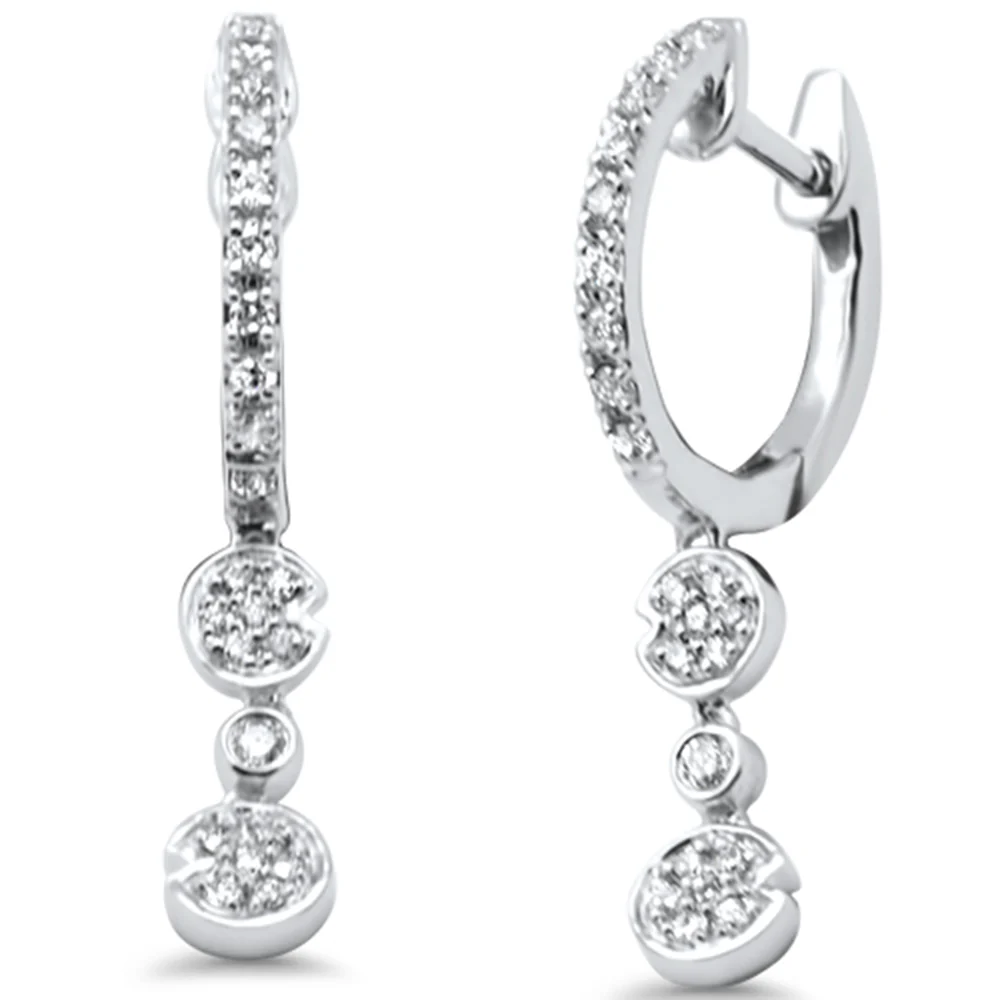 <span style="color:purple">SPECIAL!</span>.27ct G SI 14K White Gold Diamond Dangling Hoop Earrings