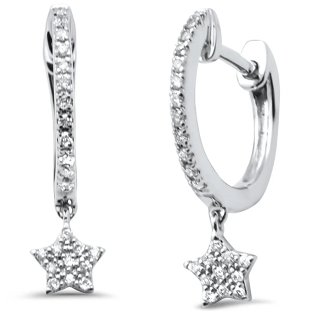 <span style="color:purple">SPECIAL!</span> .13ct G SI 14K White Gold Diamond Dangling Hoop Earrings
