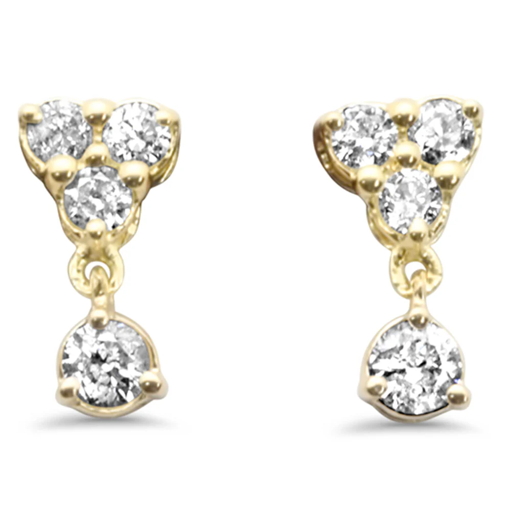 .14ct G SI 14K Yellow Gold Diamond Petite Dangling Earrings